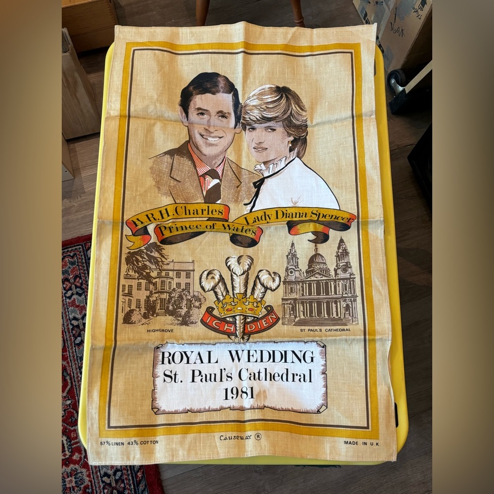 Authentic 1981 St. Paul’s Cathedral Royal Wedding Tea Towel